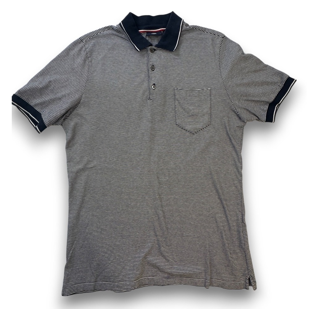 Fusalp Clement Men Navy White Striped Cotton Polo Shirt Z2109 Made in Portugal M